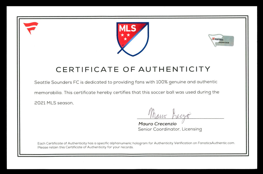 2021 MLS Game Match Used White Adidas Nativo Soccer Ball Sounders Fanatics