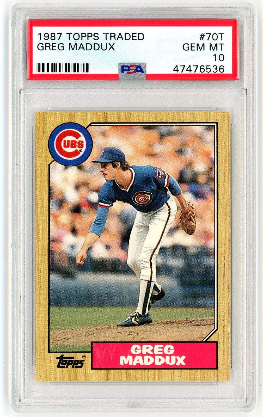 Graded 1987 Topps Traded Greg Maddux #70T Rookie RC Baseball Card PSA 10 Mint