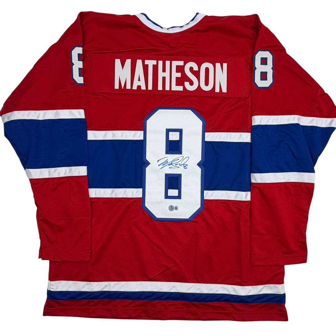 Autographed/Signed Mike Matheson Montreal Red Hockey Jersey Beckett BAS COA