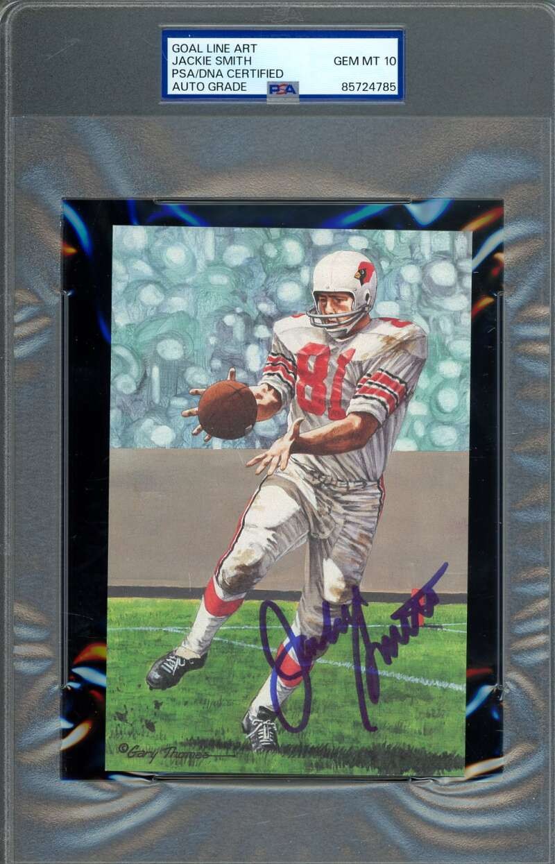 Jackie Smith Gem Mint 10 PSA DNA Signed Goal Line Art Card GLAC Autograph