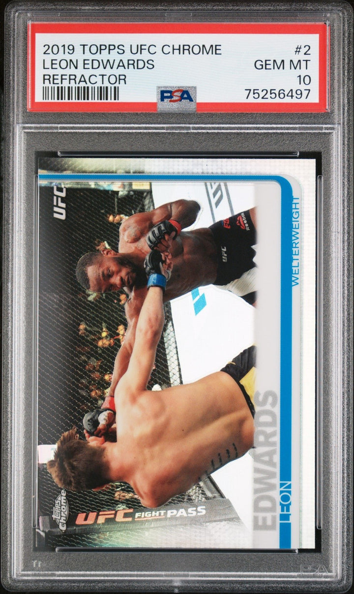 Graded 2019 Topps UFC Chrome Leon Edwards #2 Refractor UFC MMA Card PSA 10