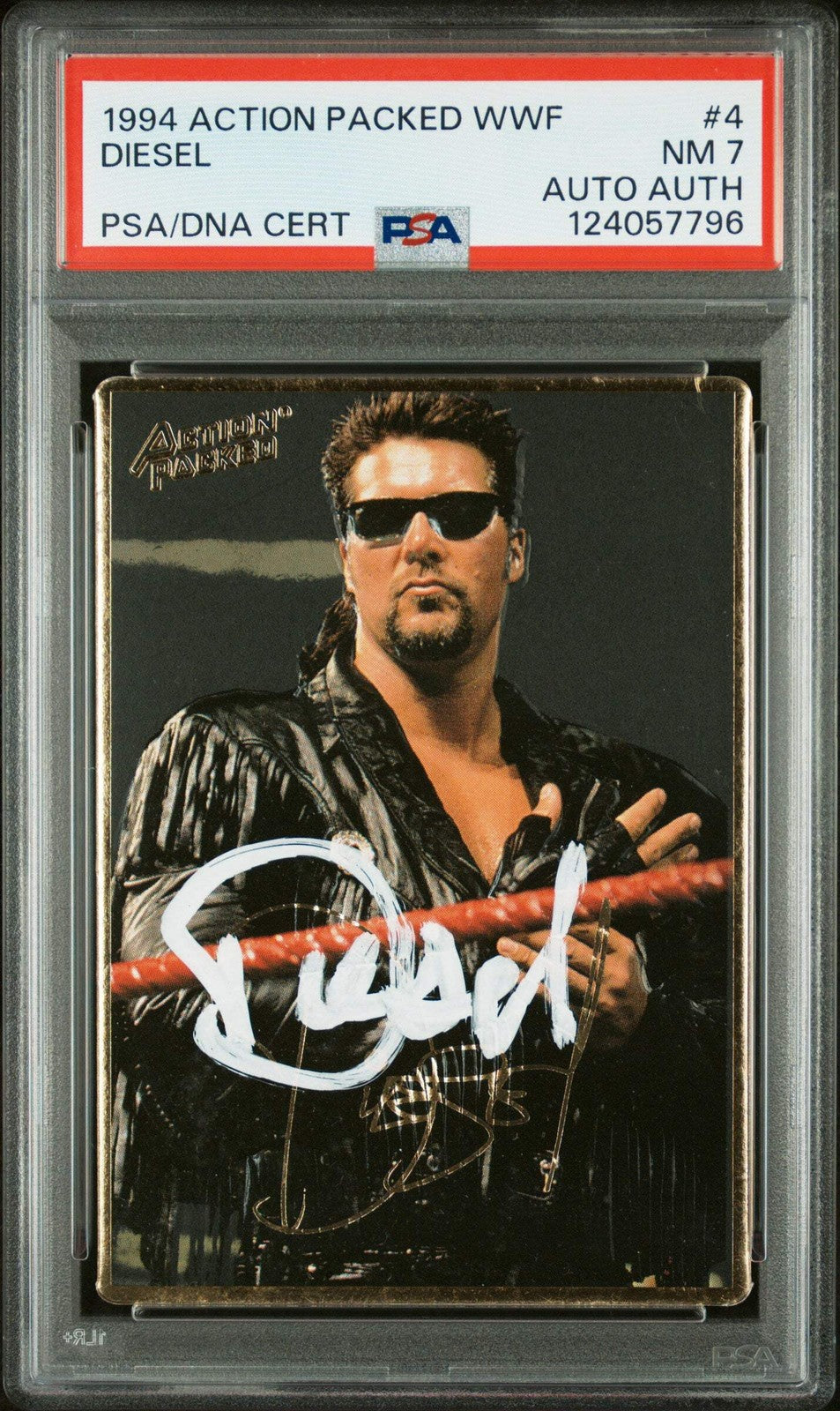 Graded 1994 Action Packed Kevin Nash Diesel #4 Rookie Card PSA 7 Card Auto AUTH