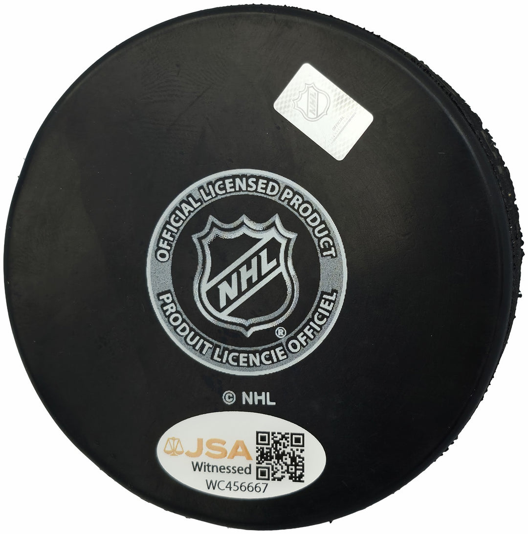 Jaromir Jagr Signed Official Pittsburgh Penguins Logo Puck JSA Witness