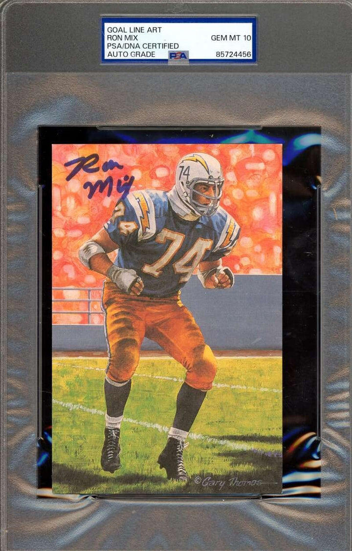 Ron Mix Gem Mint 10 PSA DNA Signed Goal Line Art Card GLAC Autographed