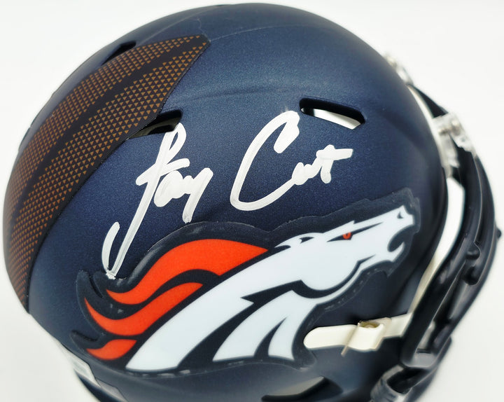 Jay Cutler Signed Denver Broncos Blue Speed Mini Helmet Beckett BAS Witness
