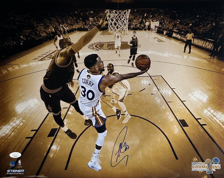 Stephen Curry Signed 16x20 Framed Chrome Photo LeBron 2017 Warriors Auto JSA COA