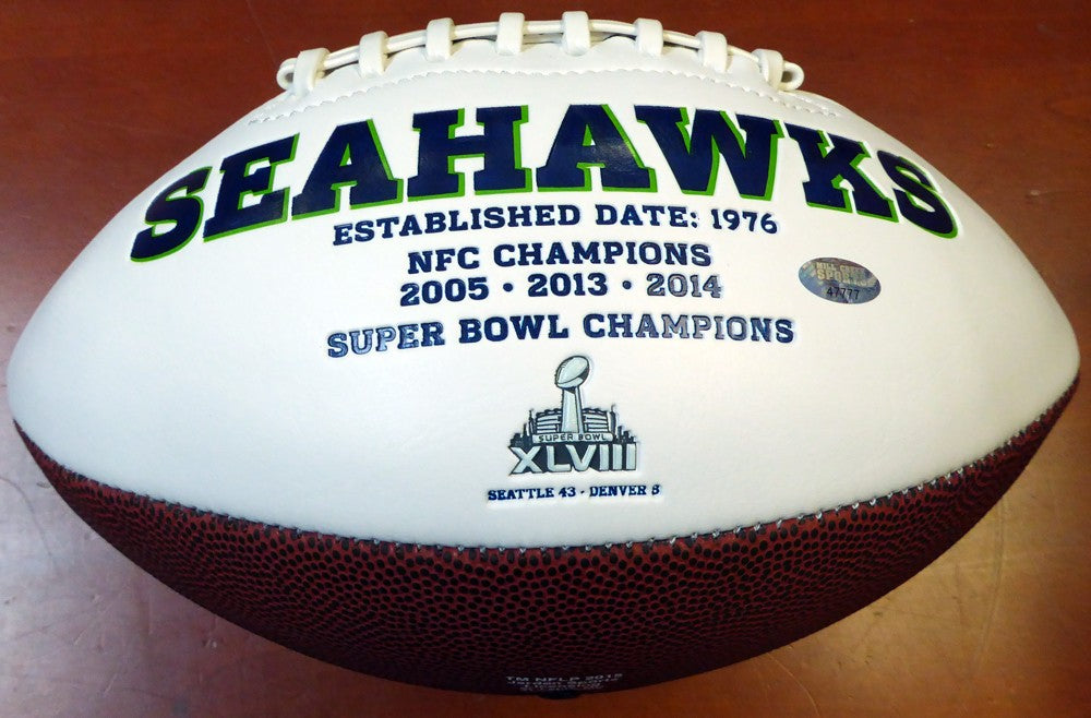 Thomas Rawls Signed White Logo Football Seattle Seahawks MCS Holo