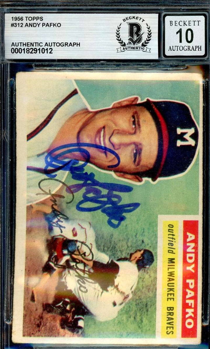 Andy Pafko Gem Mint 10 Beckett BAS Signed 1956 Topps Autograph