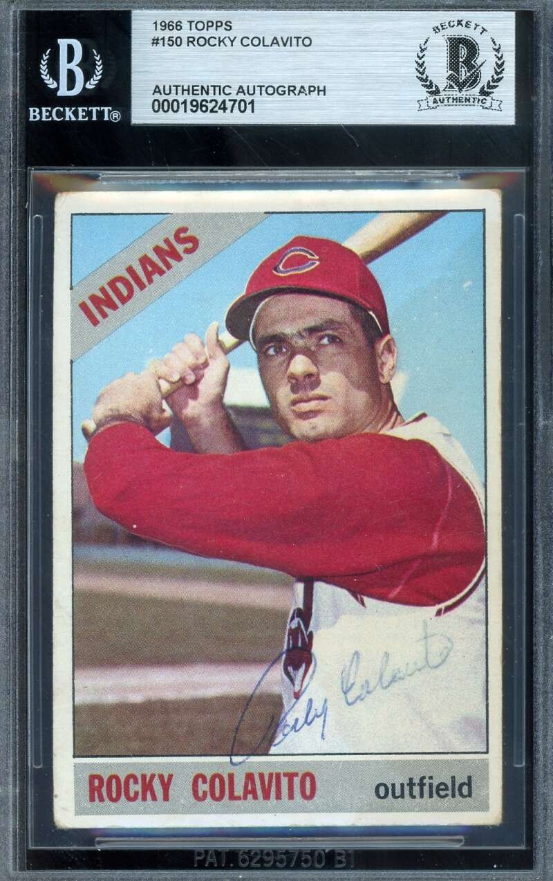 Rocky Colavito Beckett BAS Vintage Signed 1966 Topps Autograph