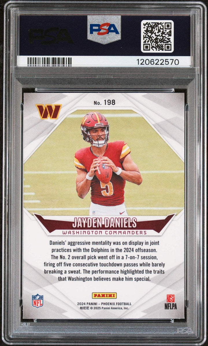 Graded 2024 Panini Phoenix Jayden Daniels #198 Rookie Football Card PSA 9 Mint