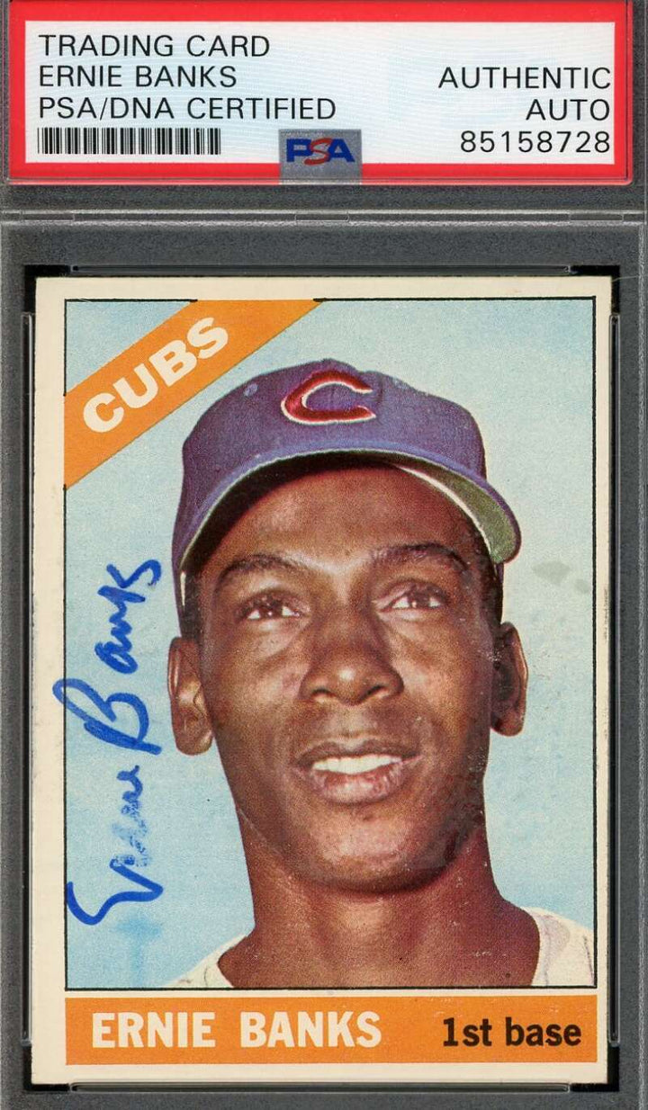 Ernie Banks PSA DNA Coa Signed 1966 Topps Autograph