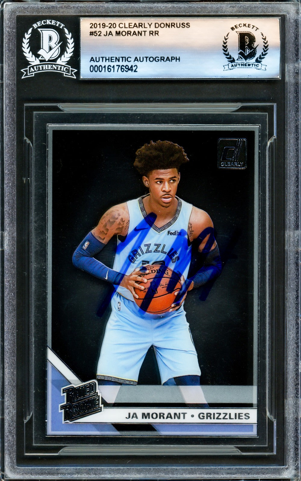 Ja Morant Signed 2019-20 Clearly Donruss RC 52 Memphis Grizzlies Beckett