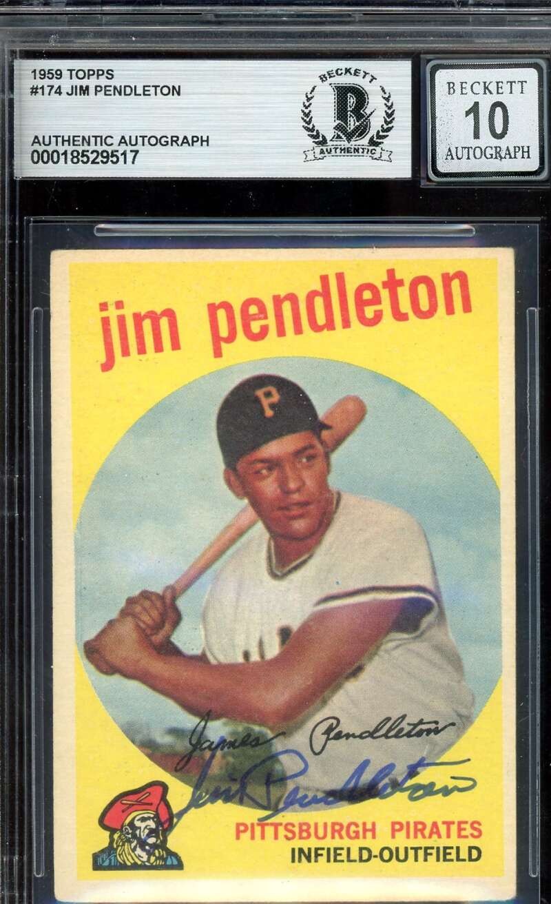 Jim Pendleton Gem Mint 10 Beckett BAS Signed 1959 Topps Autograph