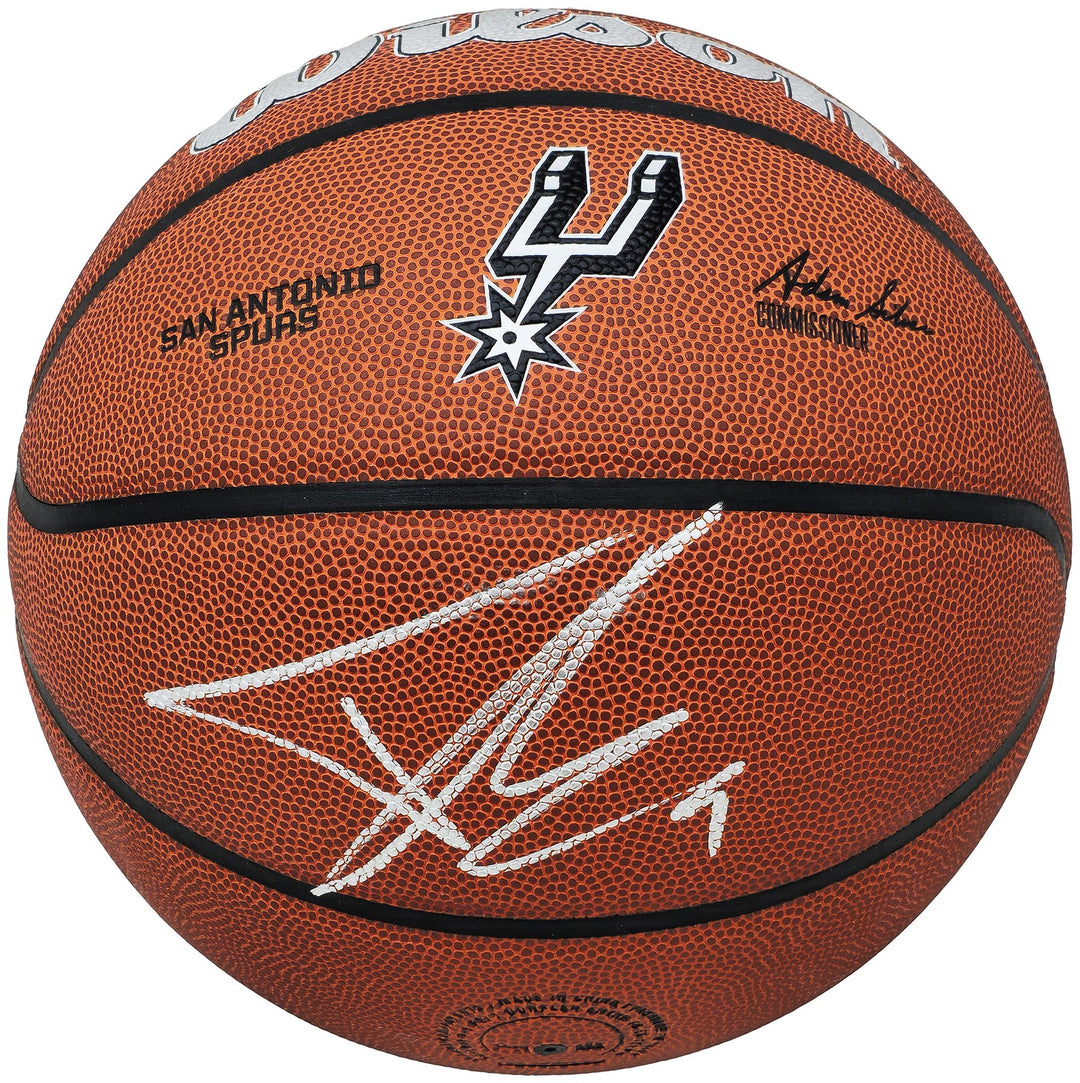 Tony Parker Signed Authentic Leather Spurs Logo Basketball Spurs Beckett Witness