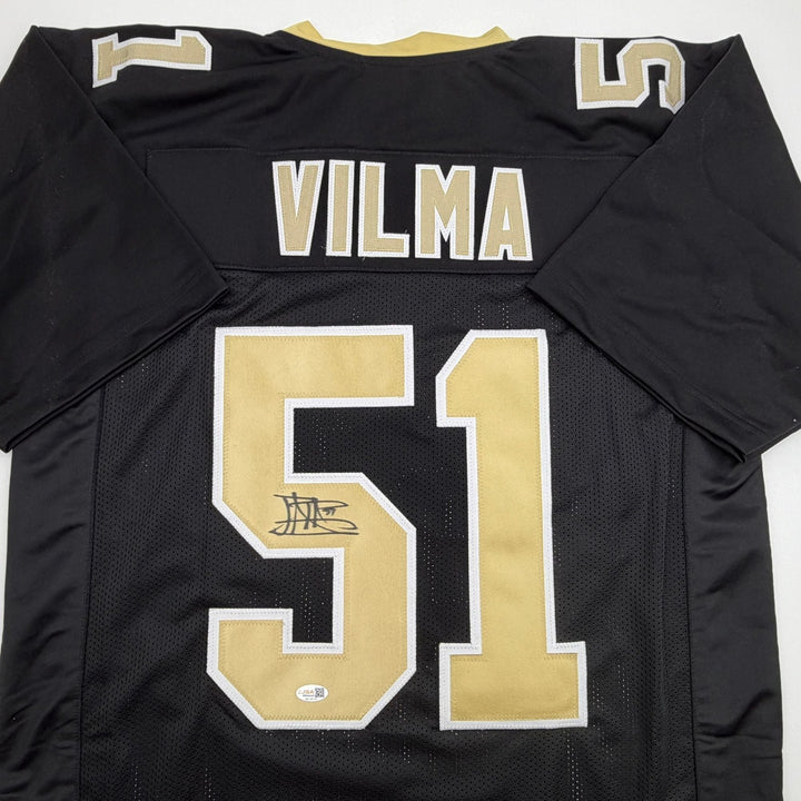 Autographed/Signed Jonathan Vilma New Orleans Black Football Jersey JSA COA