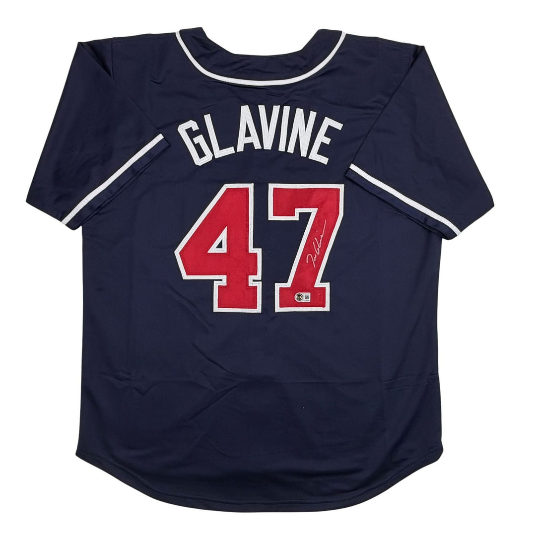 Autographed/Signed Tom Glavine Atlanta Navy Blue Jersey Beckett BAS COA