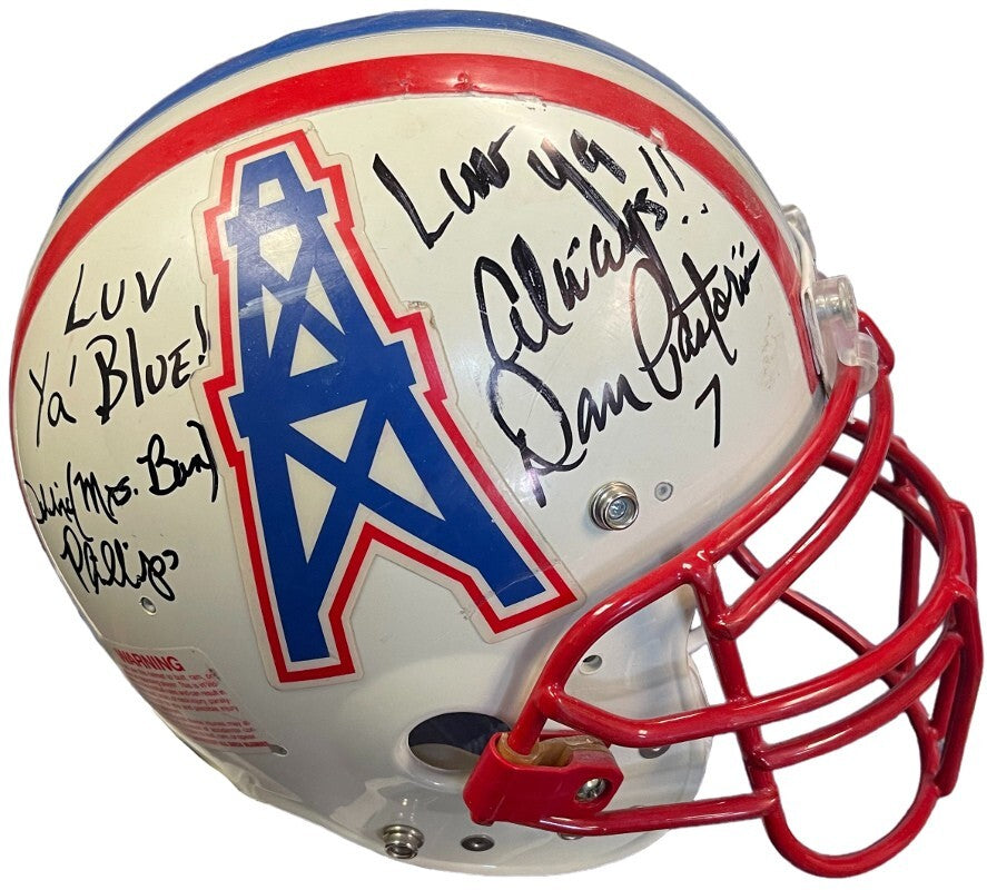 1980’s Oilers Luv Ya Game Used Signed Helmet 4 Sig Pastorini/Bethea/Phillips–PSA