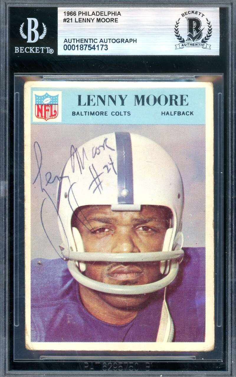 Lenny Moore Beckett BAS Vintage Signed 1966 Philadelphia Autograph Colts