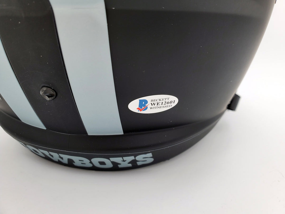 Roger Staubach Auto Eclipse Black Cowboys Full Size Speed Replica Helmet Beckett
