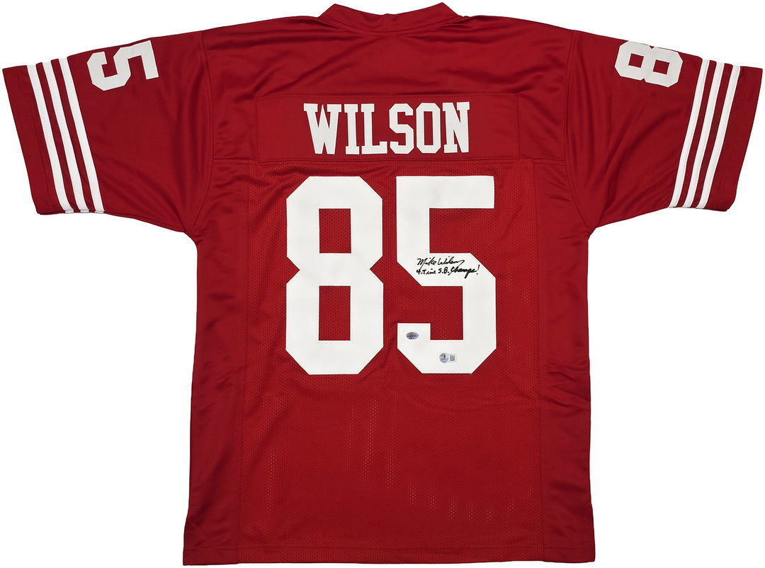 San Francisco 49ers Mike Wilson Signed Red Jersey "4X SB Champs!" Beckett