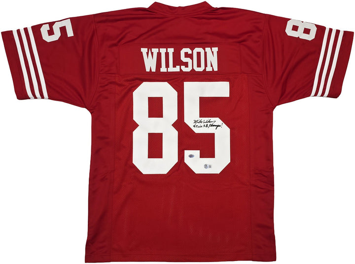 San Francisco 49ers Mike Wilson Signed Red Jersey "4X SB Champs!" Beckett