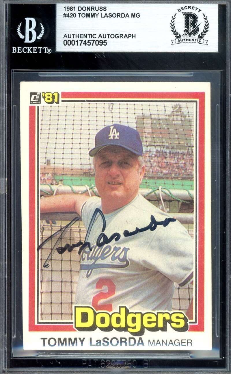 Tommy Lasorda Beckett BAS Signed 1981 Donruss Autograph