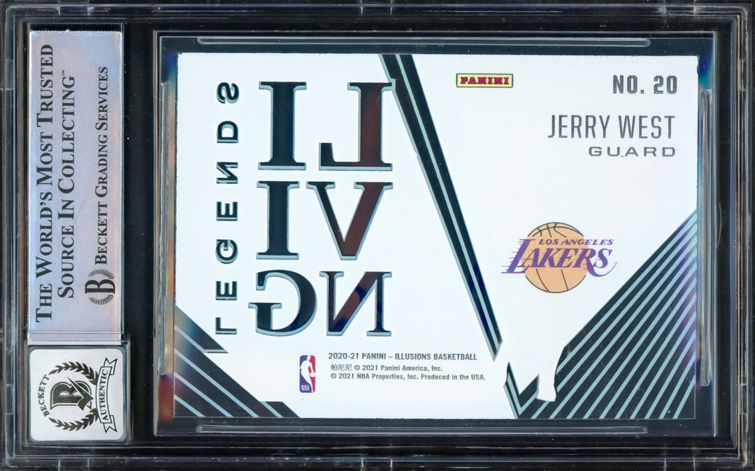 Jerry West Signed 2020-21 Panini Living Legends Sapphire Card 20 Sig 10 Beckett