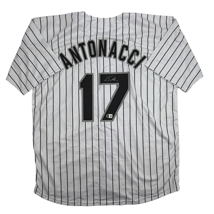 Autographed/Signed Sam Antonacci Chicago Pinstripe Jersey Beckett BAS COA