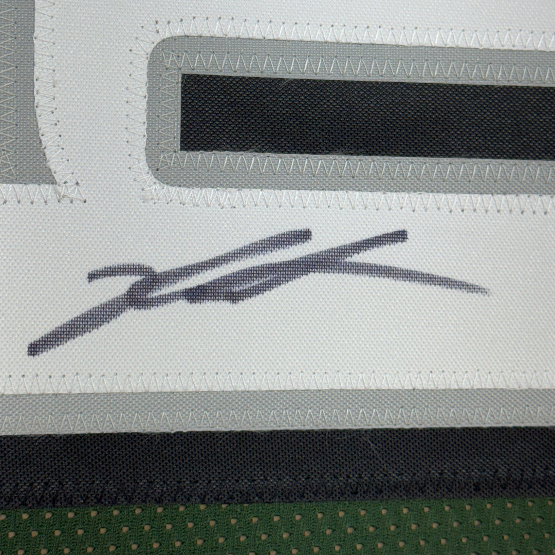 Framed Autographed/Signed Jalen Carter 35x39 Green Jersey Beckett BAS COA