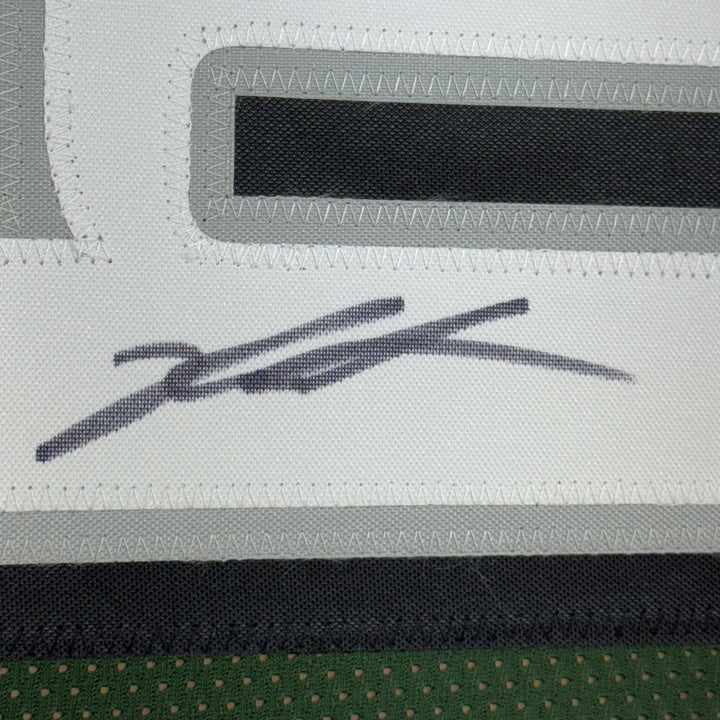Framed Autographed/Signed Jalen Carter 35x39 Green Jersey Beckett BAS COA
