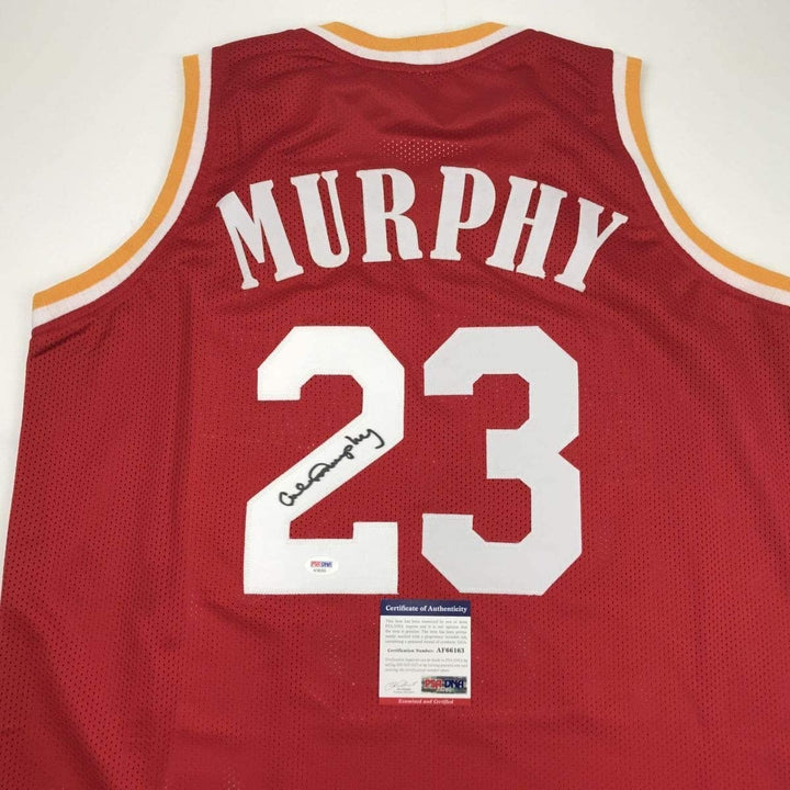 Autographed/Signed CALVIN MURPHY Houston Red Jersey PSA/DNA COA Auto
