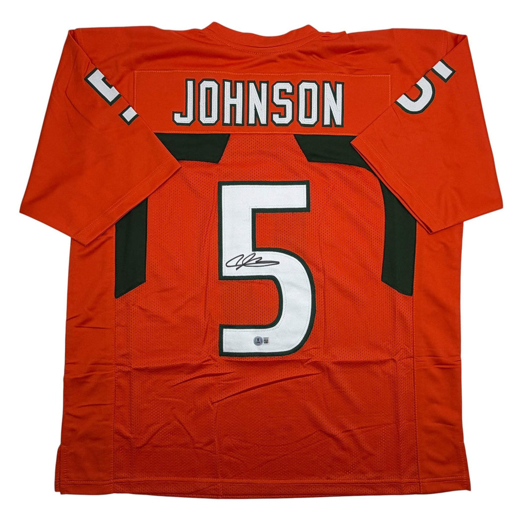 Autographed/Signed ANDRE JOHNSON Miami Orange College Football Jersey JSA COA