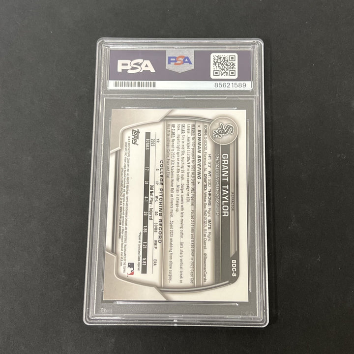 2023 Bowman Chrome #BDC8 Grant Taylor signed card PSA Auto 10 White Sox