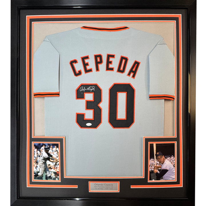 FRAMED Signed ORLANDO CEPEDA 35x39 San Francisco Grey Jersey JSA COA