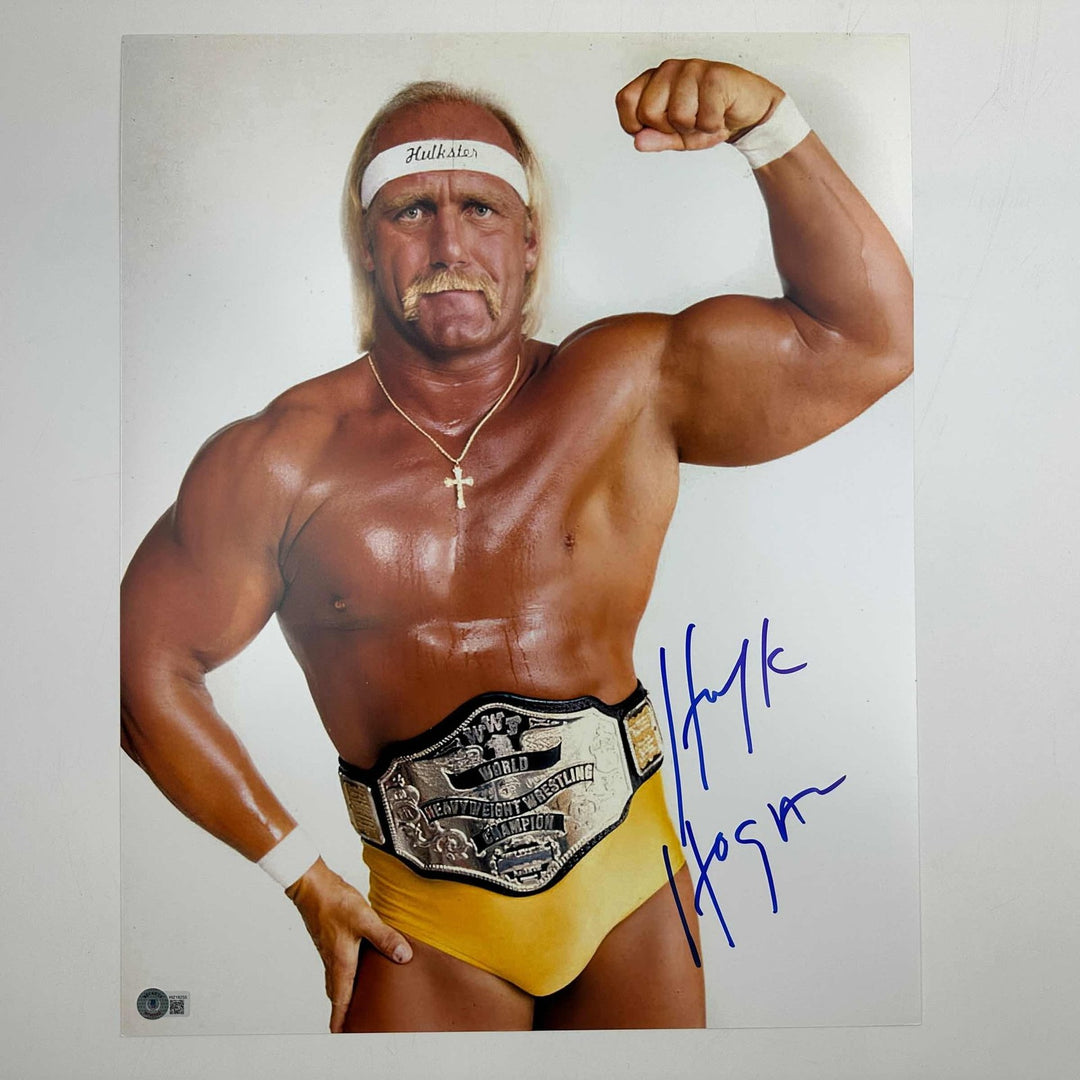 Autographed/Signed Hulk Hogan 16x20 WWE WWF Hulkamania Photo Beckett COA #5