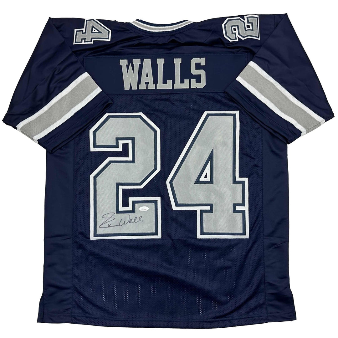 Autographed/Signed Everson Walls Dallas Blue Football Jersey JSA COA
