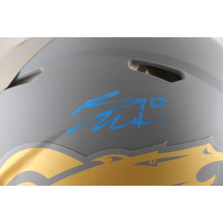 Bo Nix Autographed Denver Broncos Authentic Slate Helmet Beckett Witness 55107