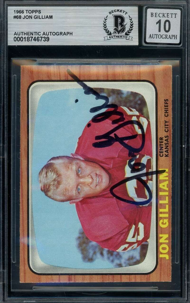Jon Gilliam Gem Mint 10 Beckett BAS Signed 1966 Topps Autograph Chiefs