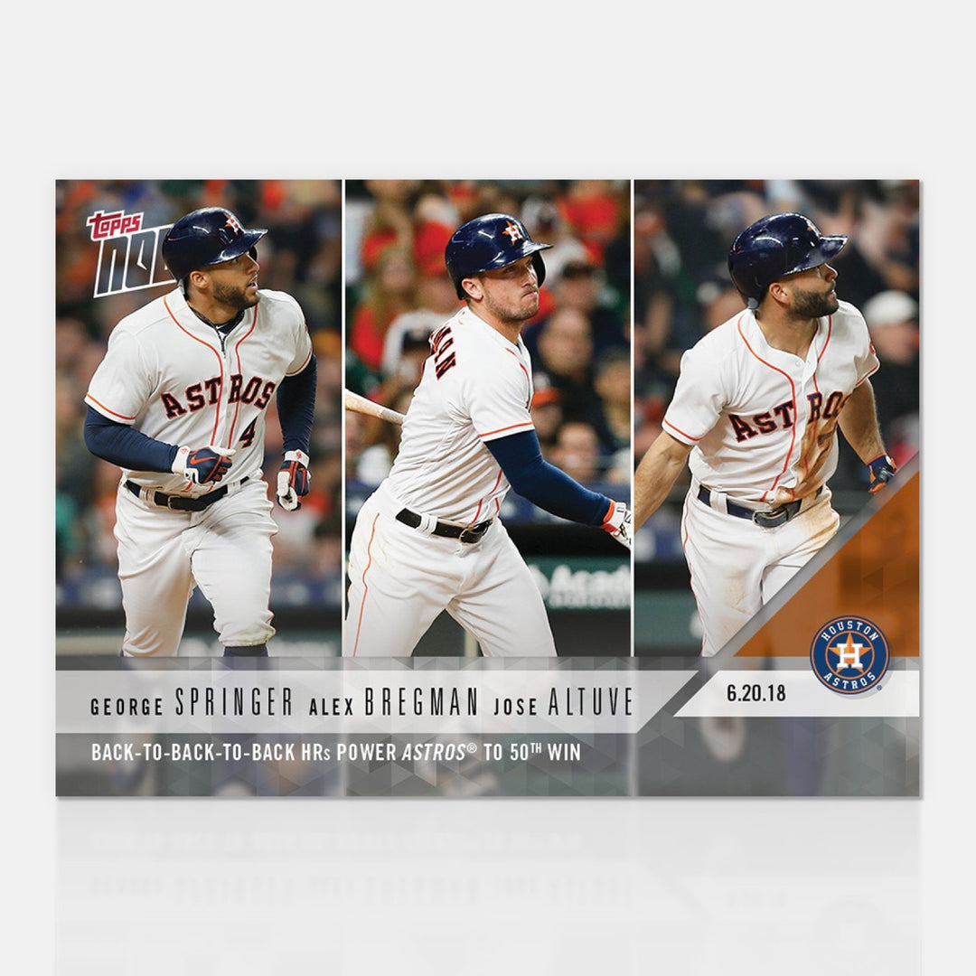 2018 SPRINGER BREGMAN ALTUVE BACK-2-BACK-2-BACK HR's 50th WIN TOPPS NOW CARD 348