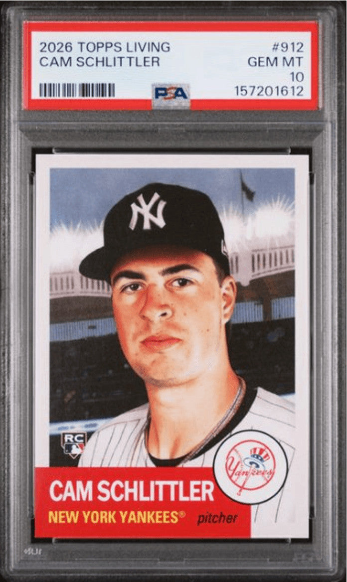 Graded 2026 Topps Living Cam Schlittler #912 Rookie RC Baseball Card PSA 10
