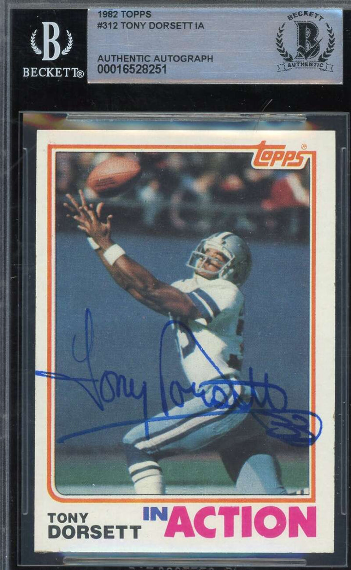 Tony Dorsett Beckett BAS Signed 1982 Topps In Action Autograph