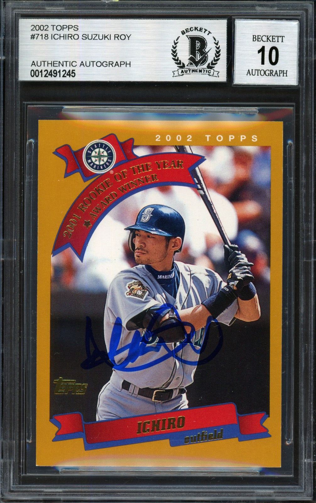 Ichiro Suzuki Signed 2002 Topps Card 718 Mariners Auto 10 Beckett #12491245