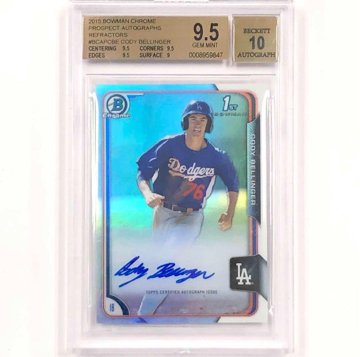 2015 Bowman Chrome RC Cody Bellinger rookie Refractor /499 BGS 9.5 Auto 10