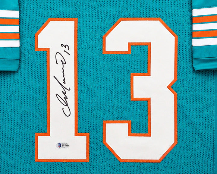 Miami Dolphins Dan Marino Signed Framed Teal Jersey Beckett BAS