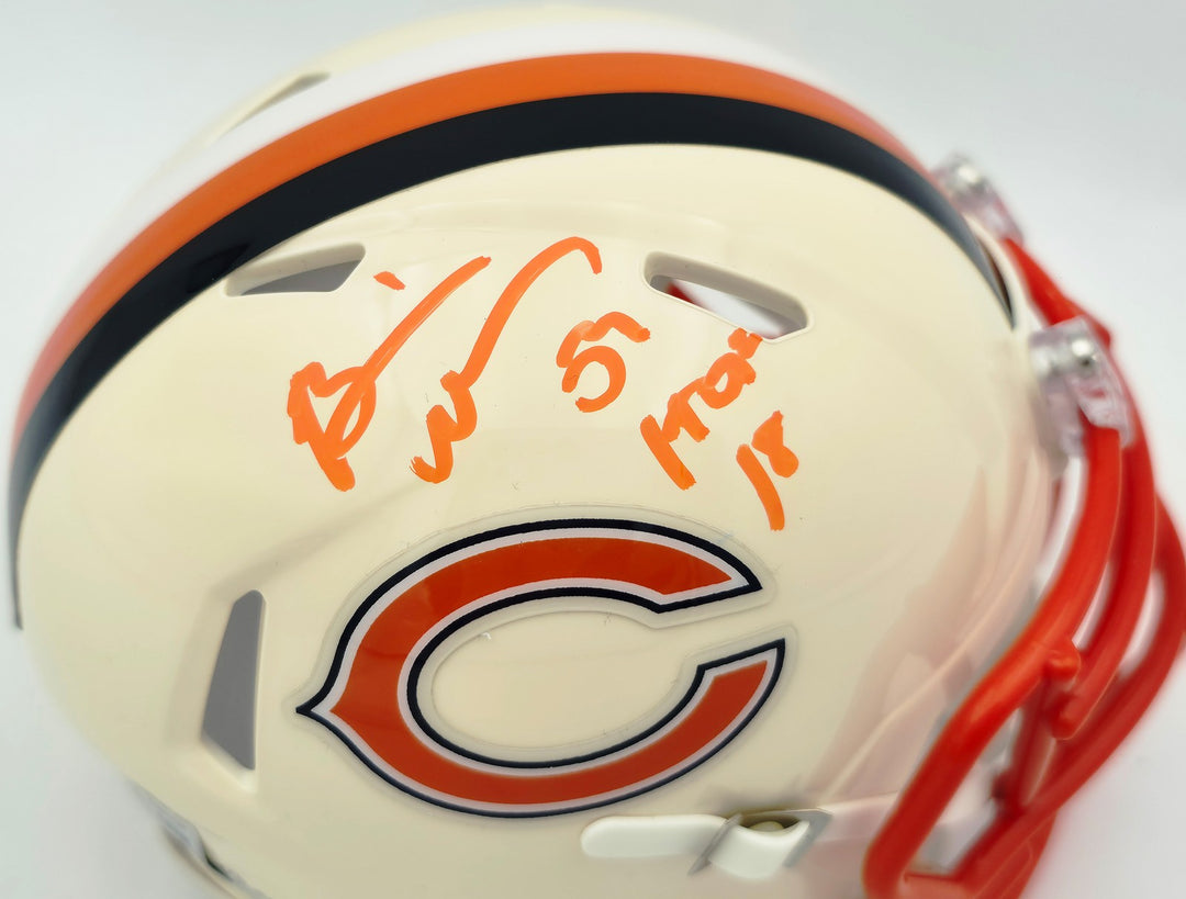 Brian Urlacher Signed Bears Cream Retro Mini Helmet HOF 18 Beckett