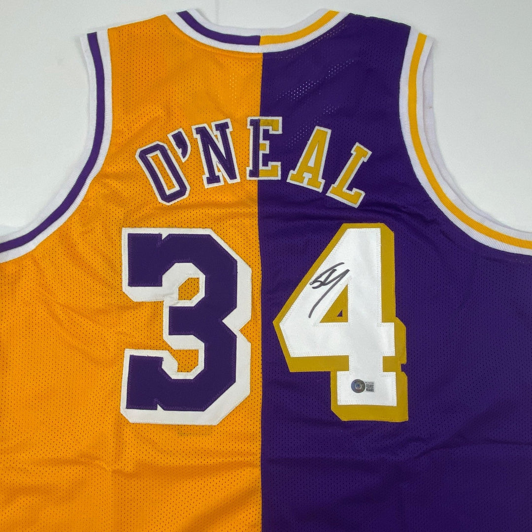 Autographed/Signed Shaquille Shaq O'Neal Los Angeles Split Jersey BAS COA