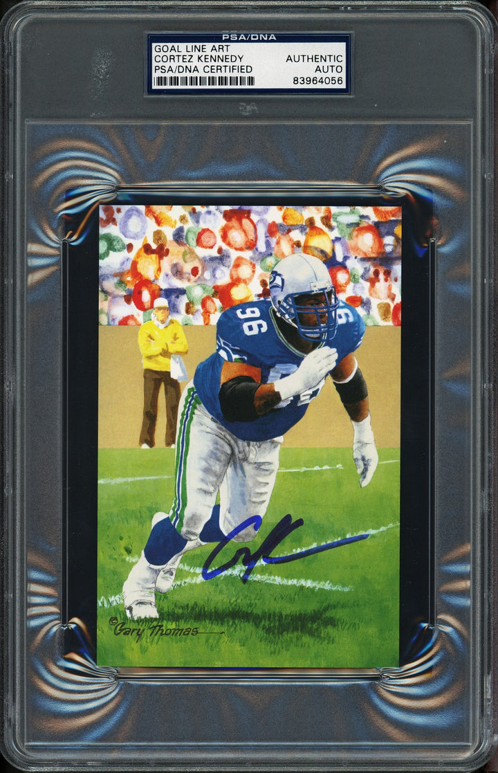 Cortez Kennedy Signed Goal Line Art Postcard Seattle Seahawks PSA/DNA