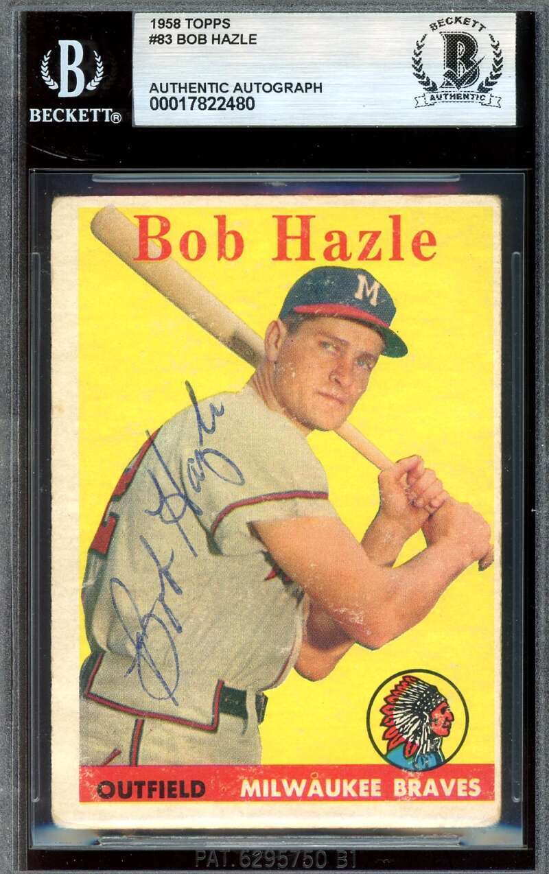 Bob Hazle Beckett BAS Signed 1958 Topps Autograph