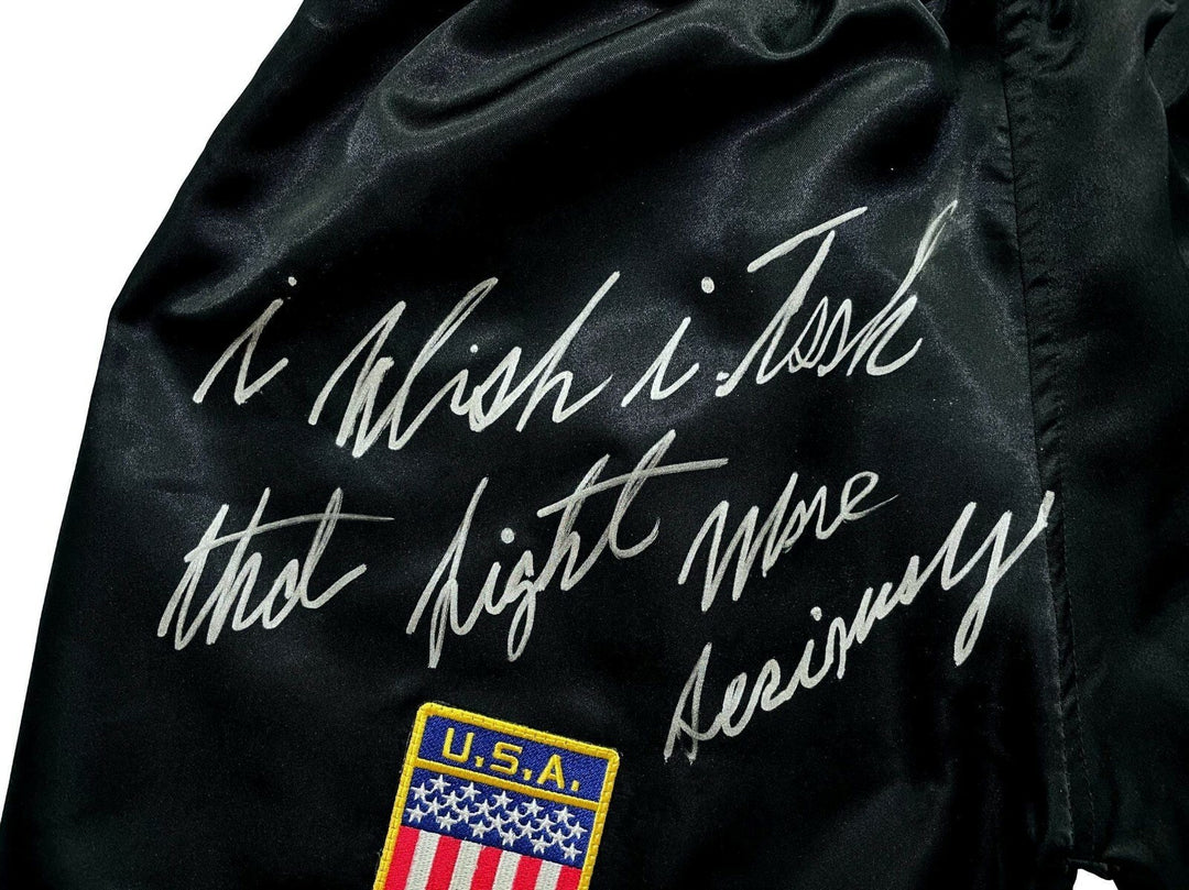 Mike Tyson Signed Inscribed Trunks vs. Buster Douglas  #D/58 JSA COA "Tyson Vs."