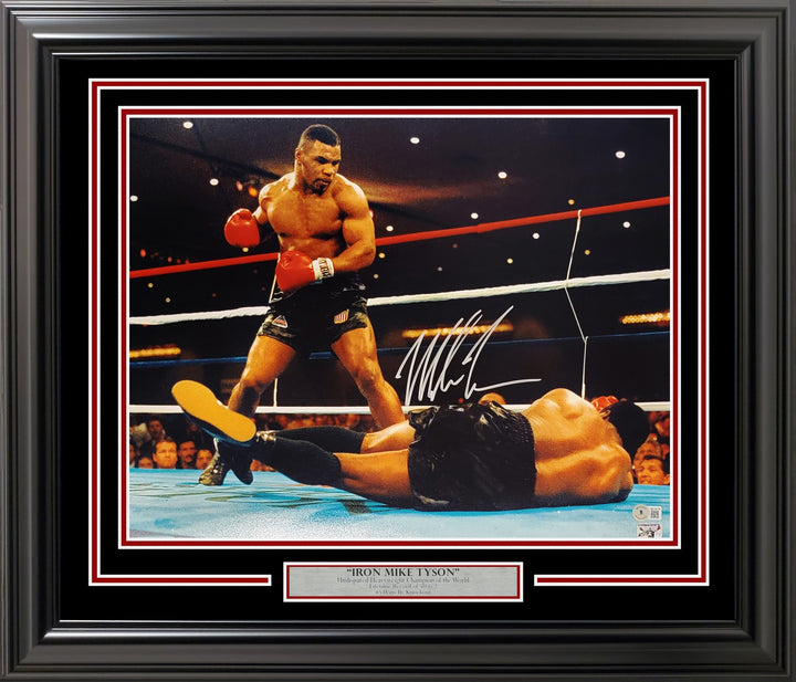 Mike Tyson Signed Framed 16x20 Photo Standing Over Beckett BAS QR